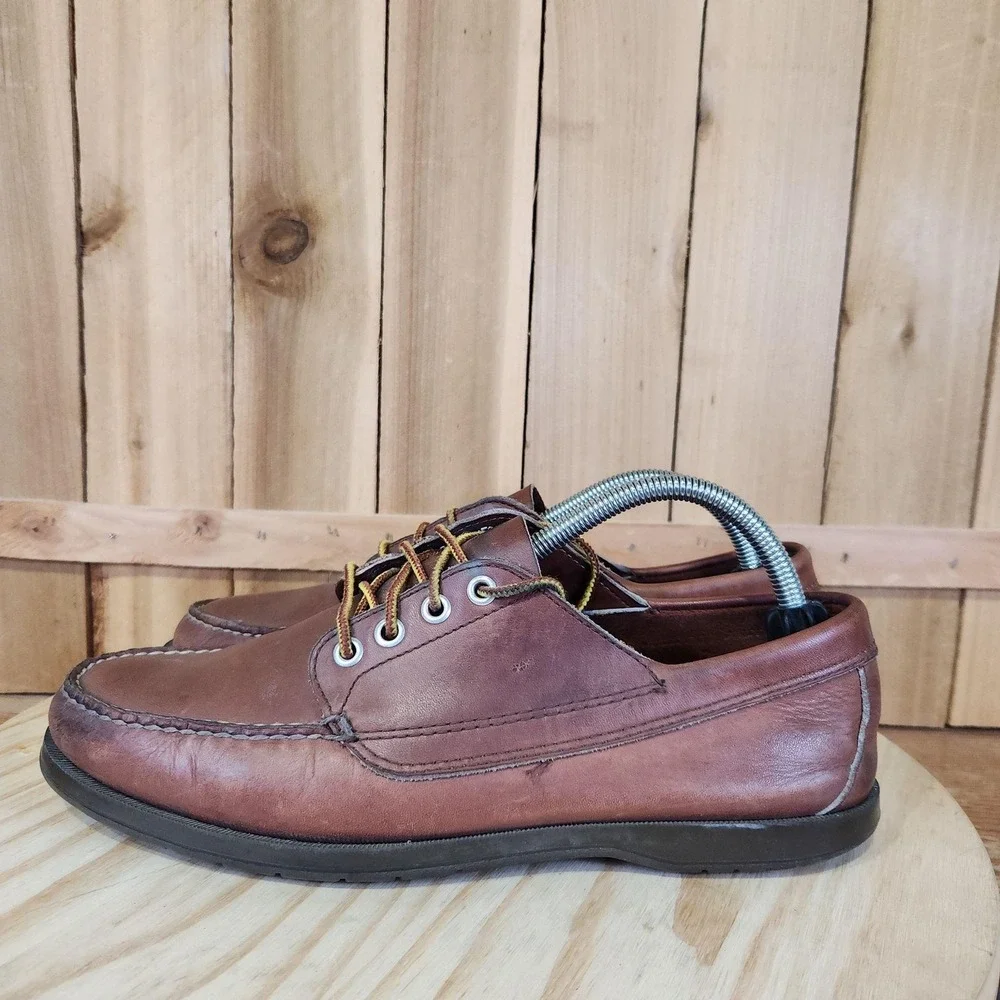 L.L.Bean Blucher Moc Shoes Mens 9 M Brown Leather Boat Casual Non Slip Comfort